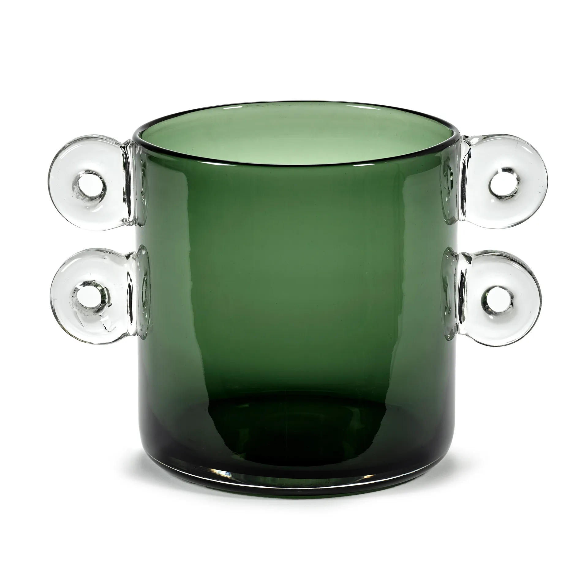 Wind & Fire -maljakko kahvalla 18 cm, Dark green Serax