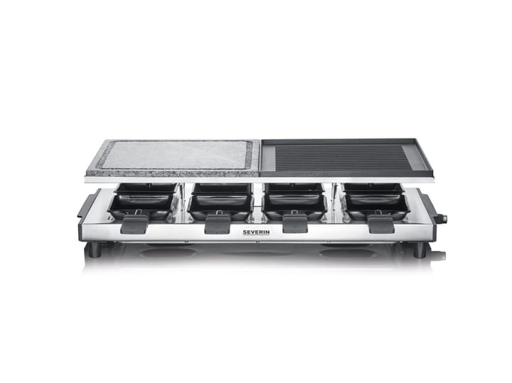 Severin RG 2373 raclette-grilli deluxe yhdistelmä 8 pannua, Hopea Severin
