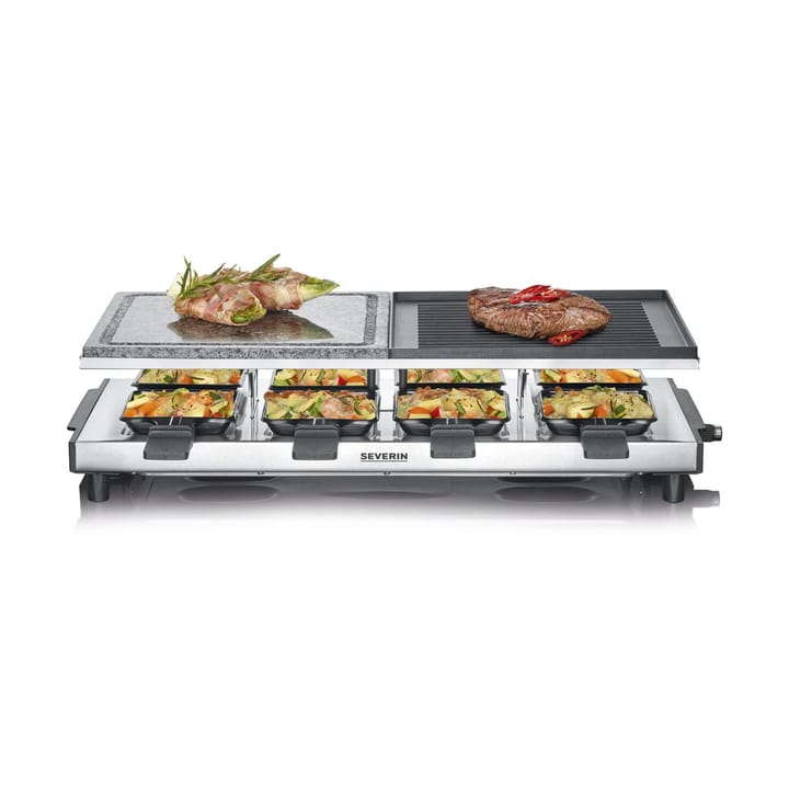 Severin RG 2373 raclette-grilli deluxe yhdistelmä 8 pannua, Hopea Severin
