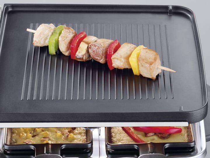 Severin RG 2373 raclette-grilli deluxe yhdistelmä 8 pannua, Hopea Severin