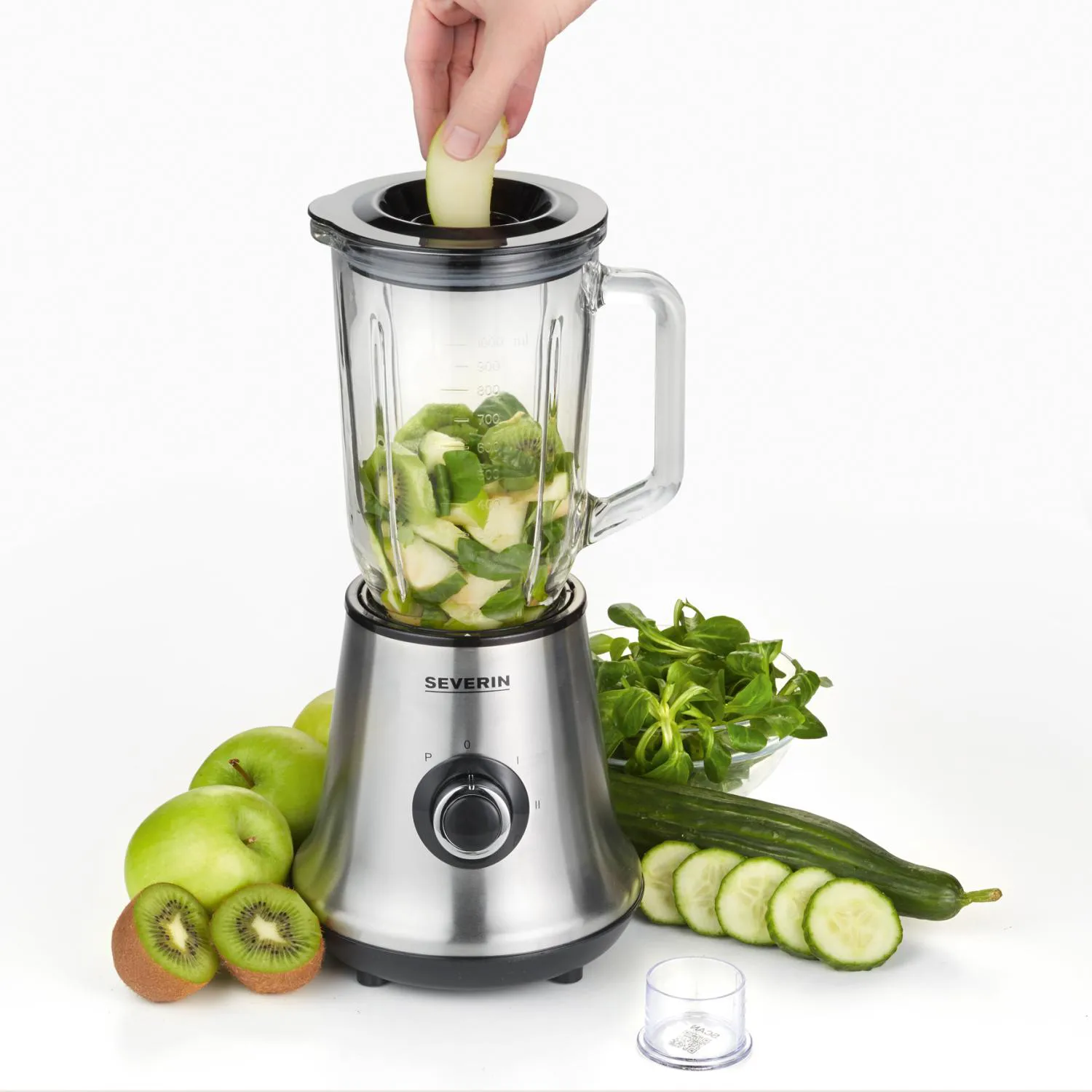 Severin SM 3734 -blender, lasikannu 1 L, Harjattu teräs Severin
