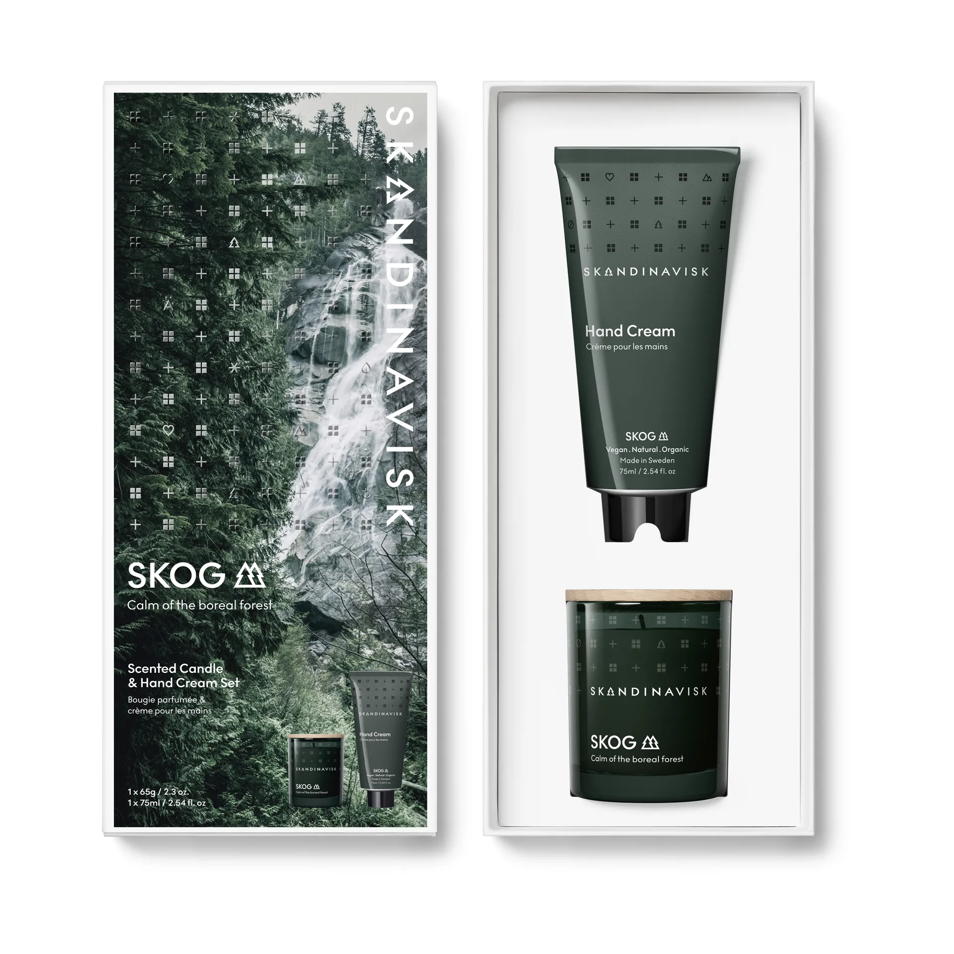 SKOG tuoksukynttilä & käsivoide, 65 g + 75 ml Skandinavisk