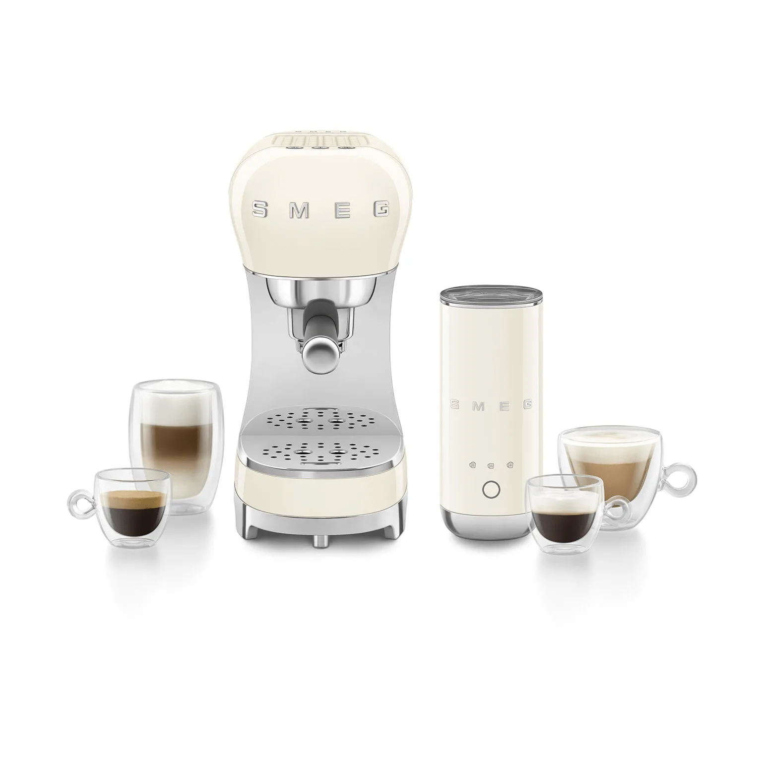 Smeg 50's Style espressokone maidonvaahdottimella, kerma Smeg