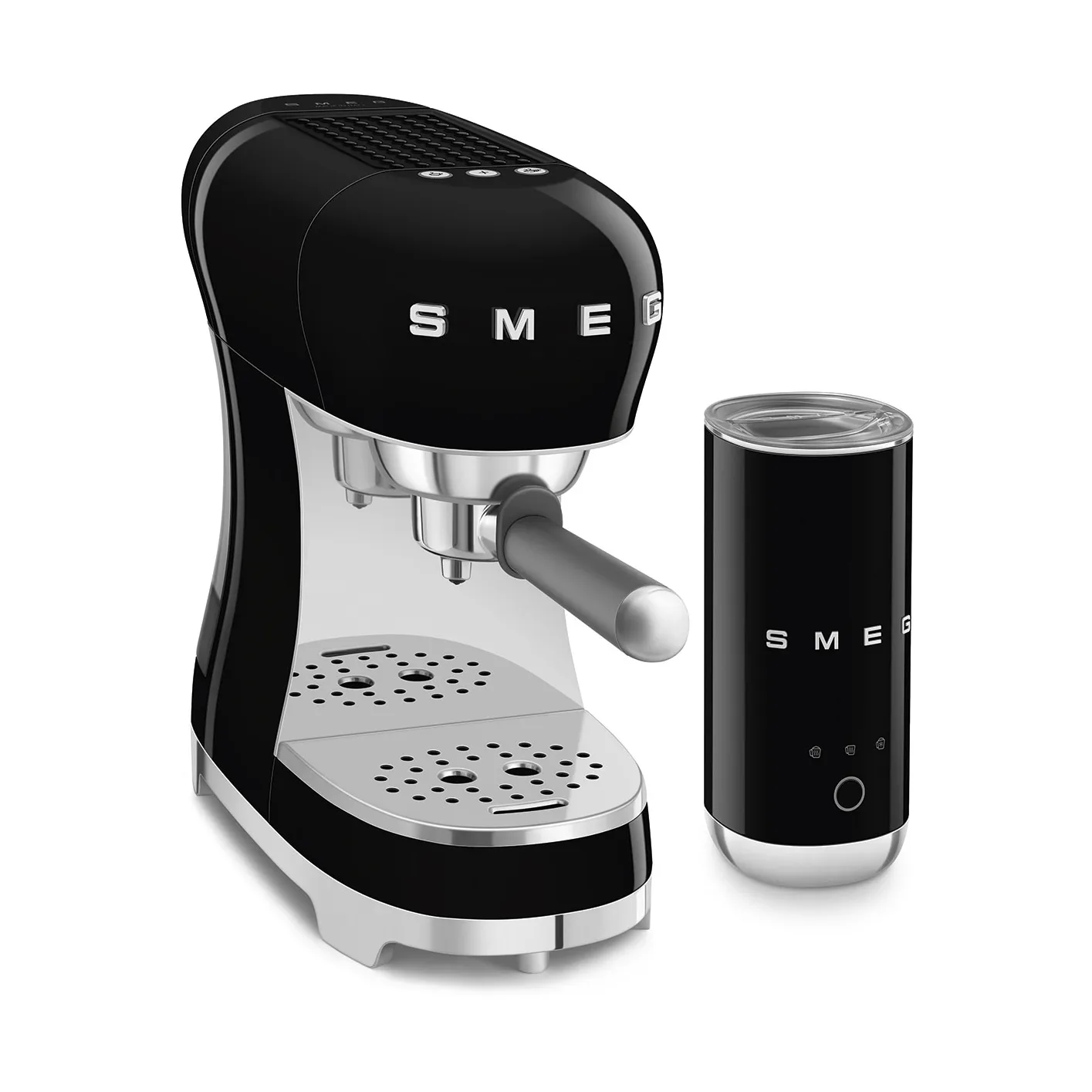 Smeg 50's Style espressokone maidonvaahdottimella, Musta Smeg