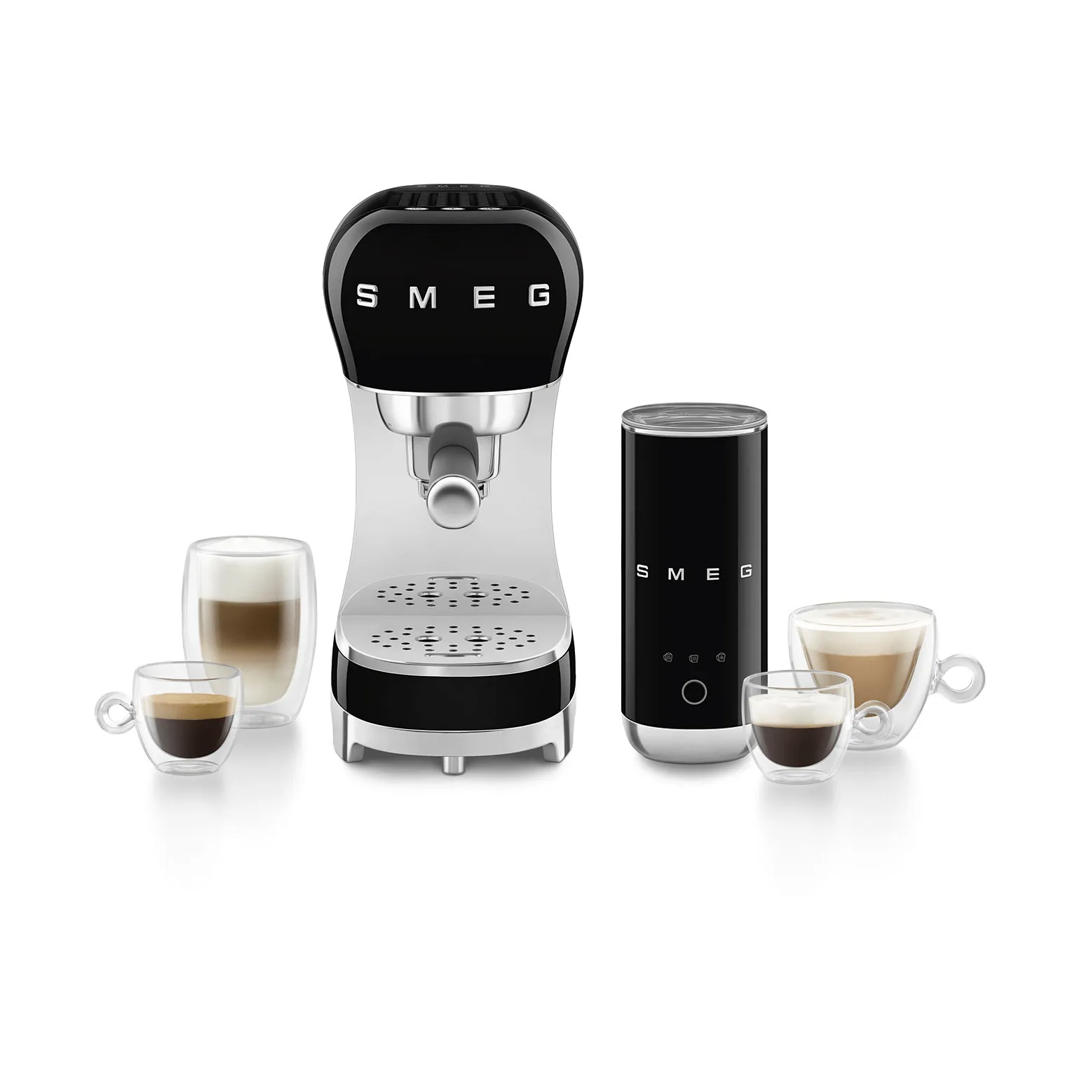 Smeg 50's Style espressokone maidonvaahdottimella, Musta Smeg