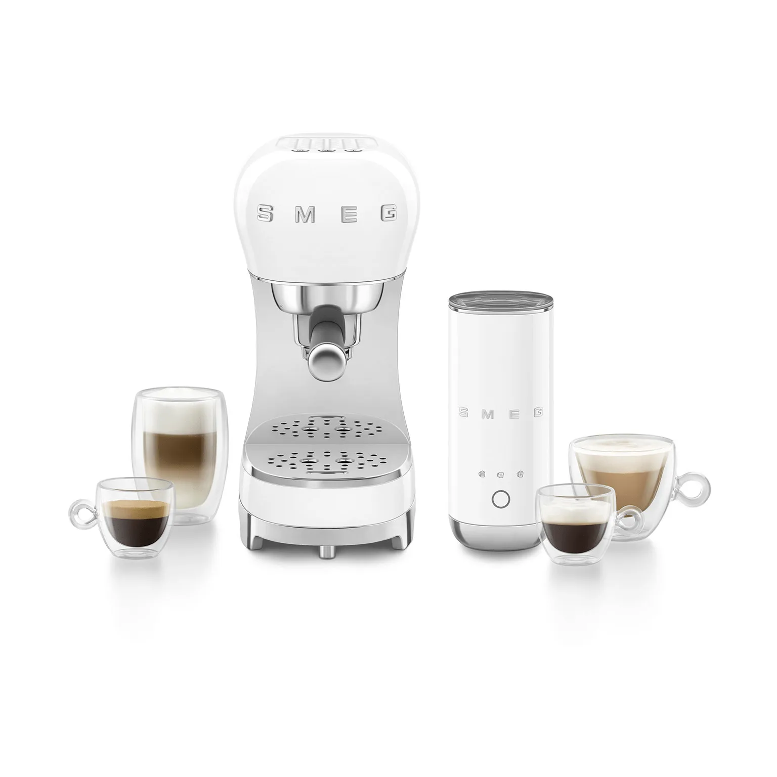 Smeg 50's Style espressokone maidonvaahdottimella, Valkoinen Smeg