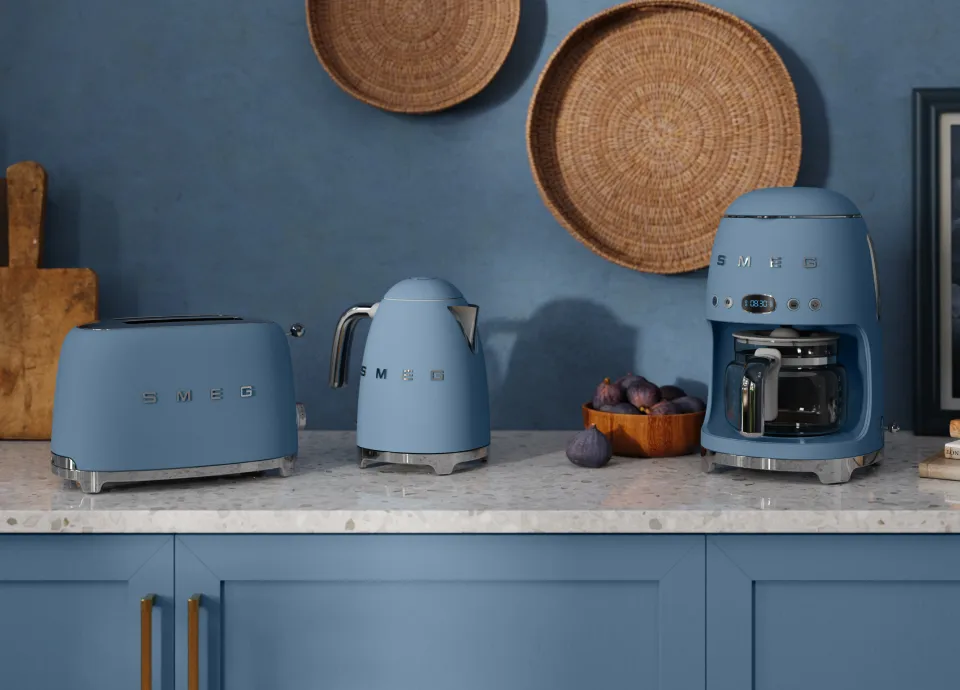 Smeg 50's Style kahvinkeitin 10 kuppia, Matt storm blue Smeg