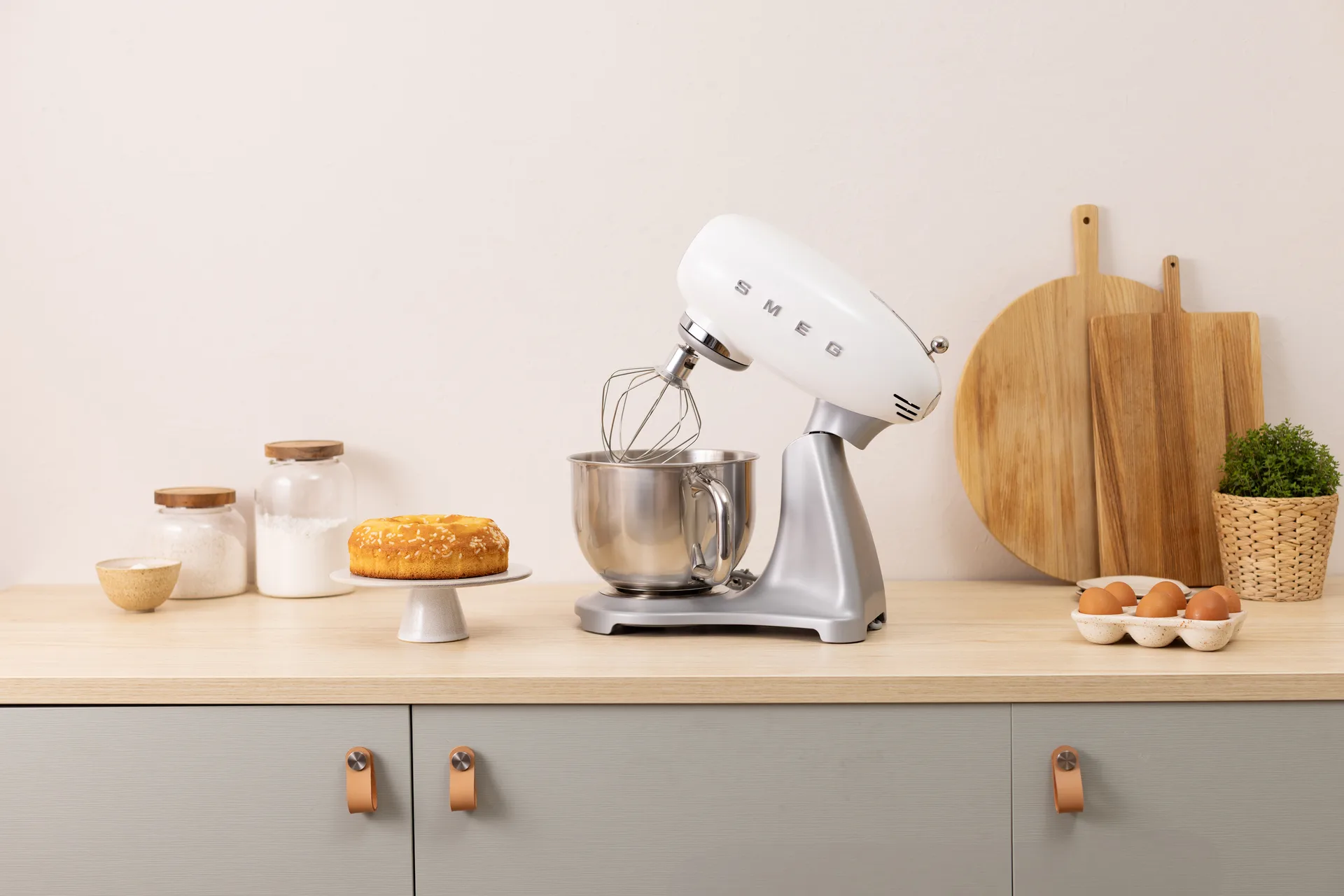 Smeg 50's Style keittiökone 4,8 L, Valkoinen hopea 800 W Smeg