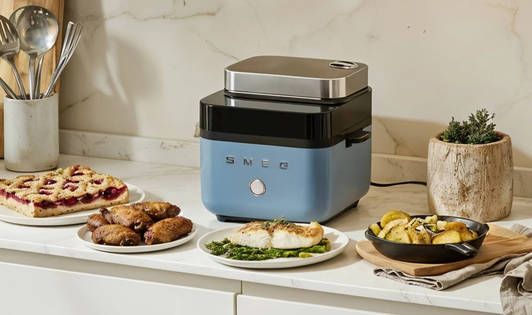Smeg Air Fryer friteerauskeitin, Storm blue matt Smeg