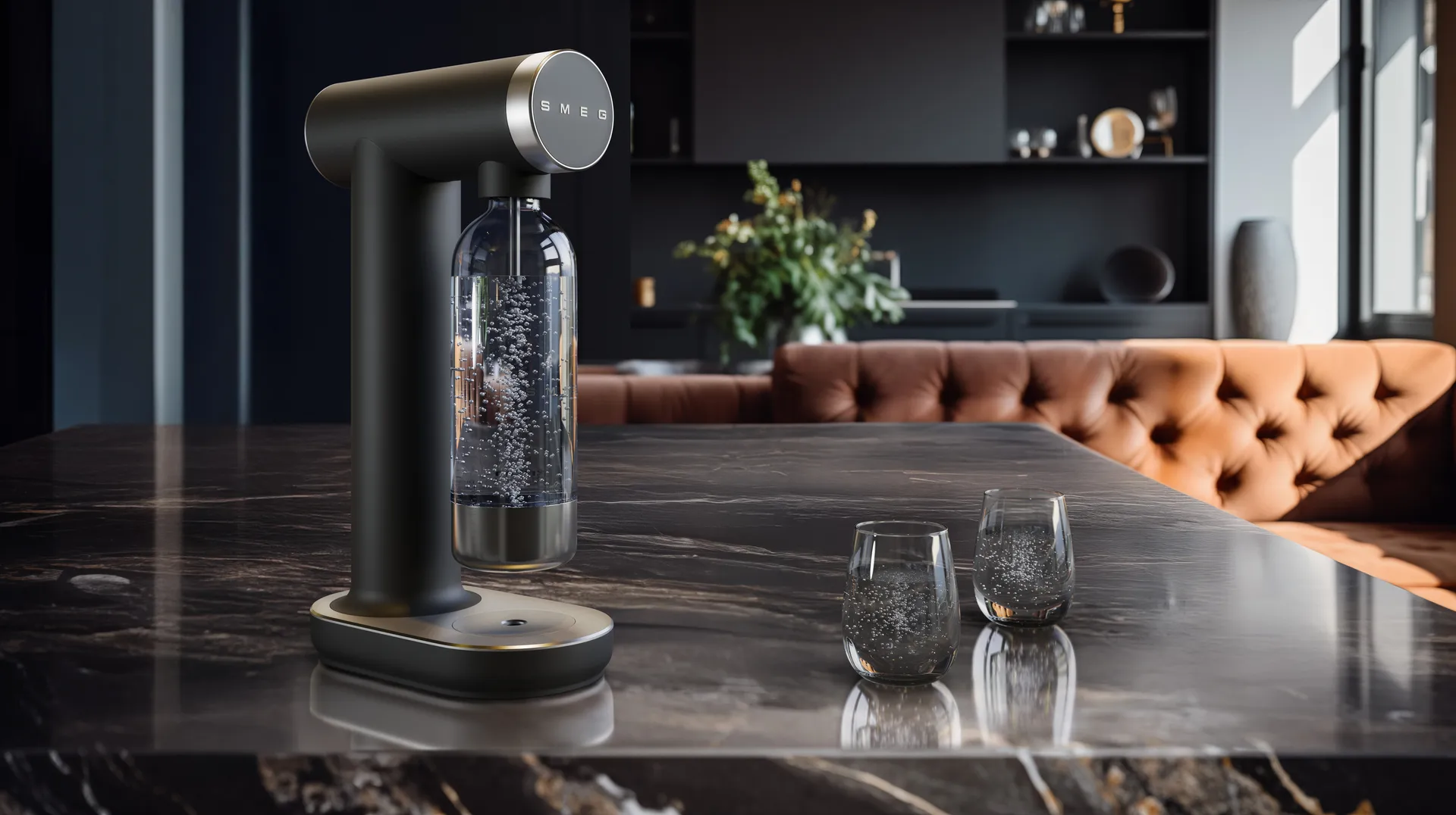 Smeg Sodamaker hiilihapotuslaite, Matta musta Smeg