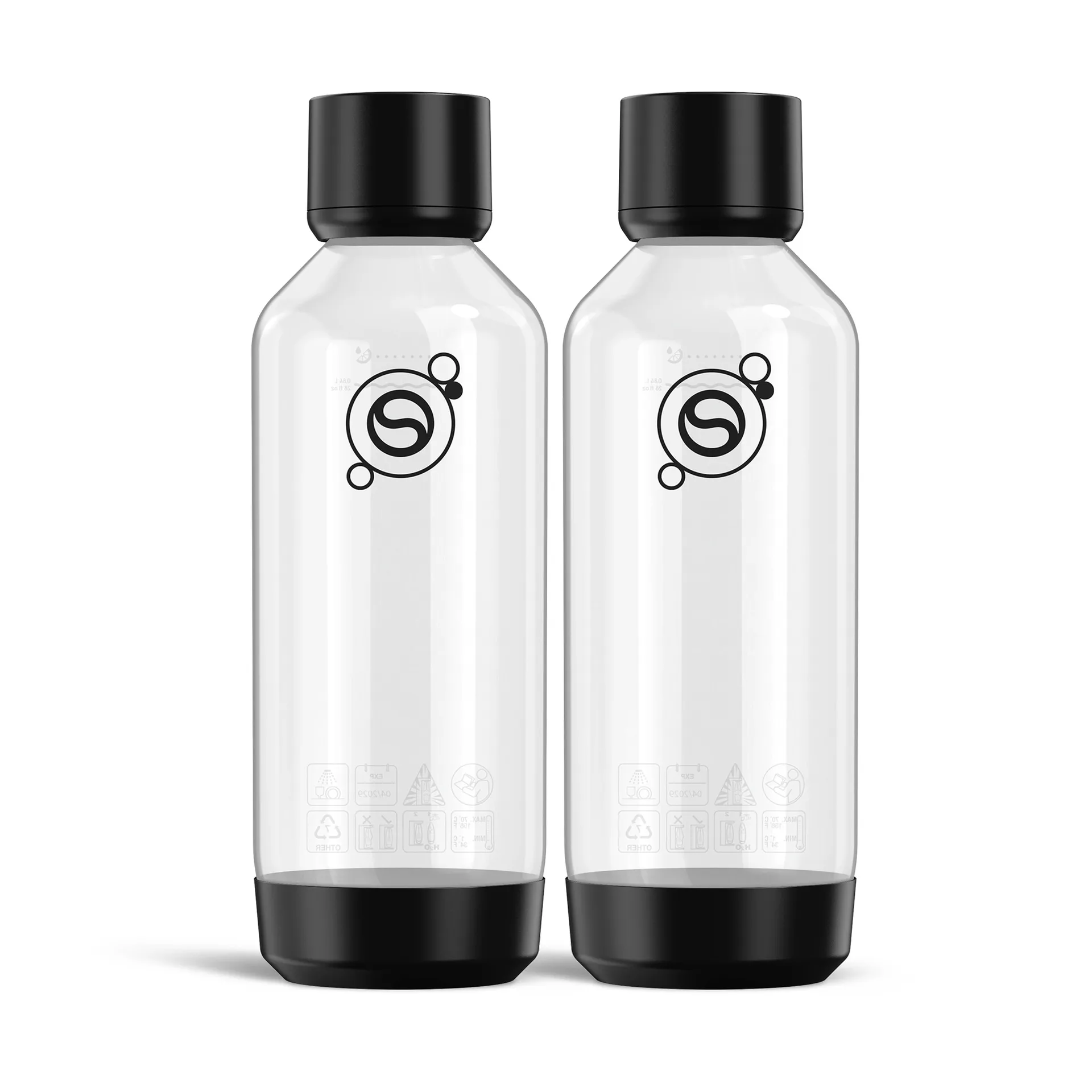 Fizz & Refresh pullo, Musta, 1 l, 2 kpl Sodastream