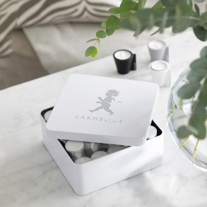 Solstickan laatikko lämpökynttilöille 21 x 21 cm, Valkoinen korkeakiiltoinen Solstickan Design