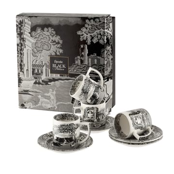 Black Italian -espressokuppi aluslautasella, 4-pakkaus - 9 cl - Spode