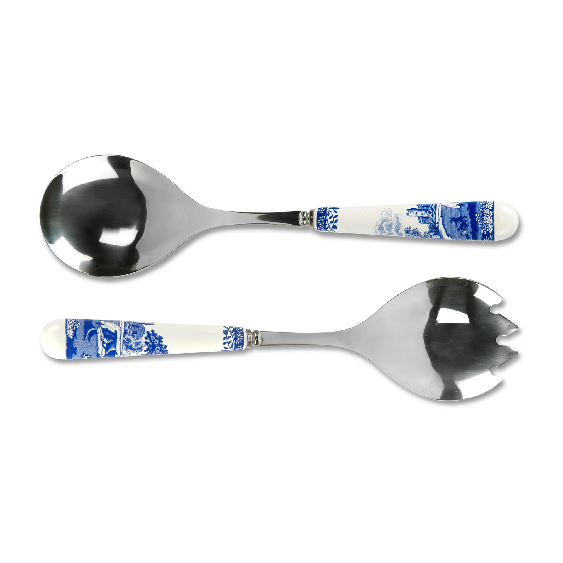 Blue Italian -salaattiottimet 2 osaa, Keramiikka-ruostumaton teräs Spode