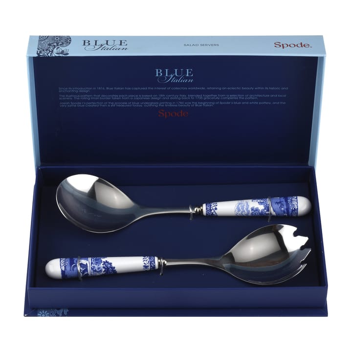 Blue Italian -salaattiottimet 2 osaa, Keramiikka-ruostumaton teräs Spode