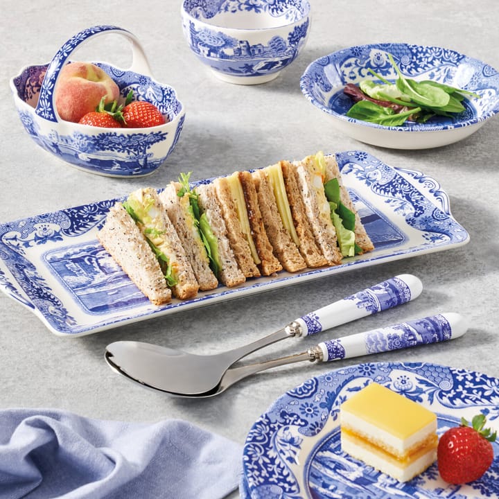 Blue Italian -salaattiottimet 2 osaa, Keramiikka-ruostumaton teräs Spode