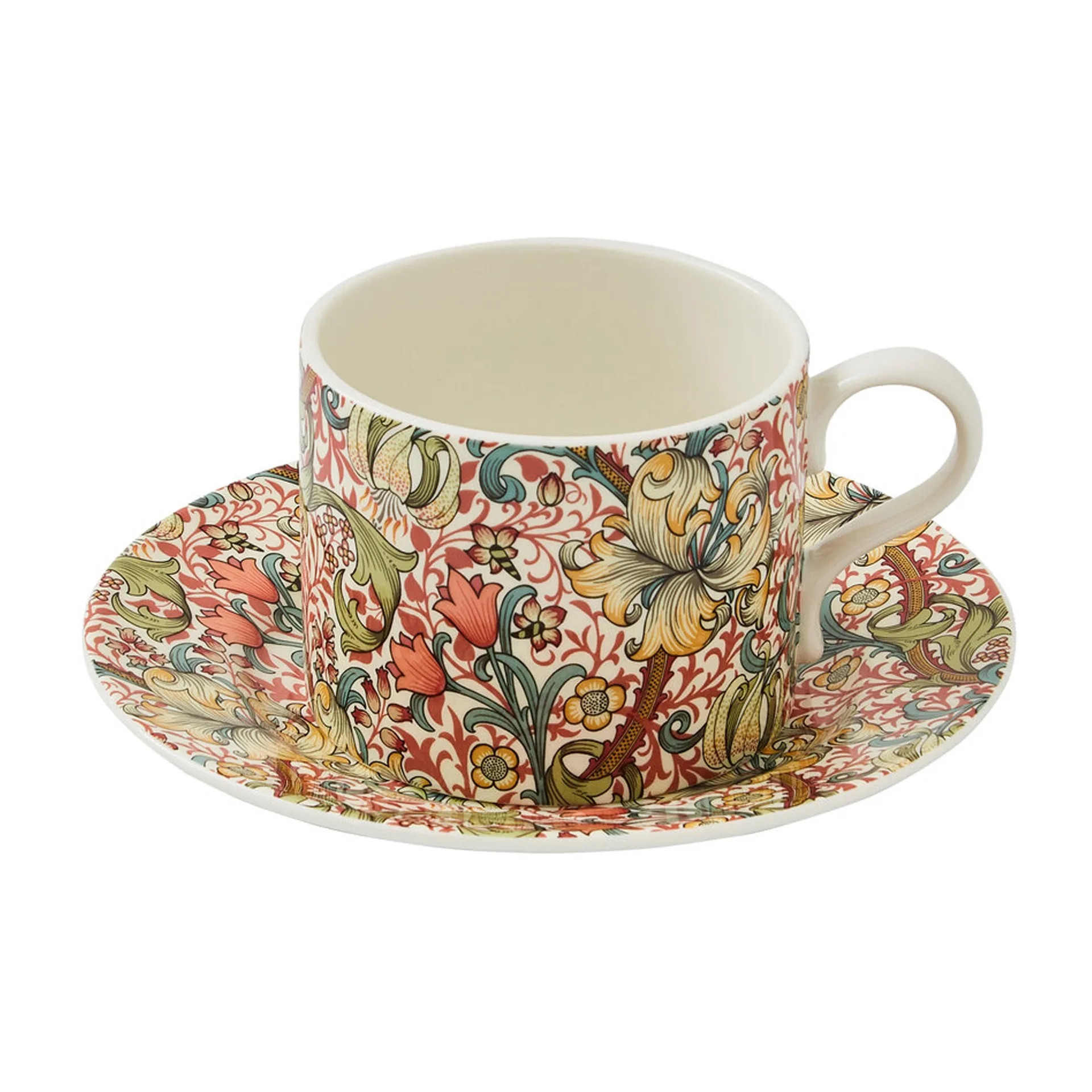 Golden Lily -teekuppi aluslautasella 28 cl, Multi Spode