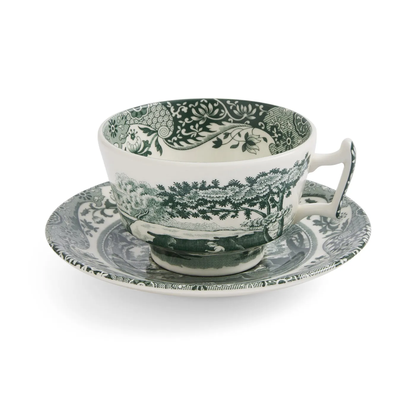 Heritage Green Italian kuppi ja lautanen, Vihreä, 0,2 l Spode