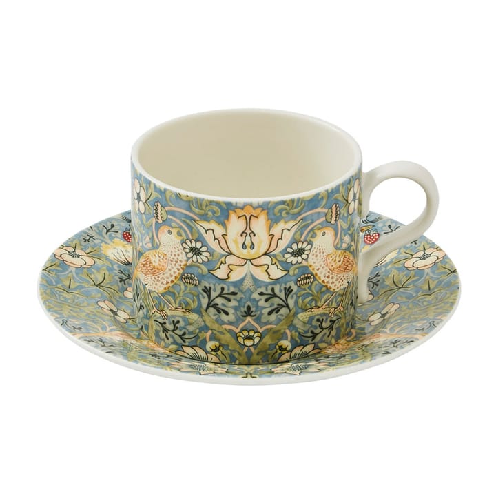 Strawberry Thief -teekuppi aluslautasella 28 cl - Multi - Spode