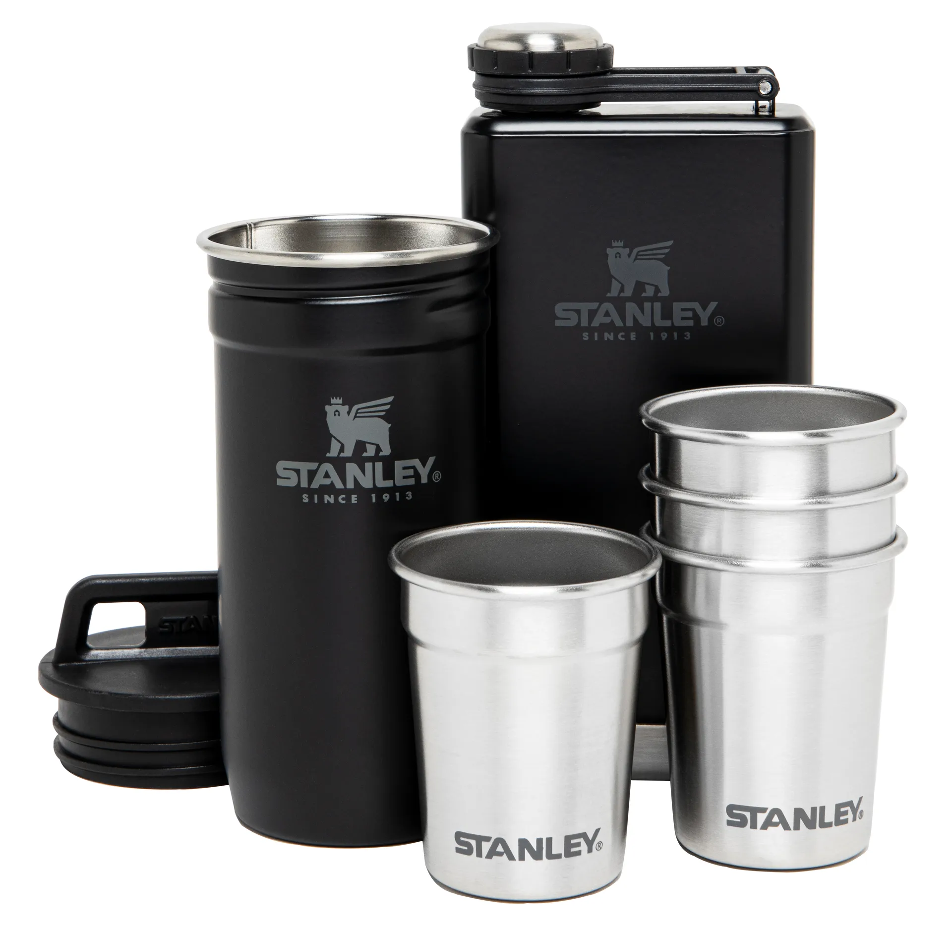 Stanley Plunta & 4 shottilasia, Ruostumaton teräs - mattamusta Stanley
