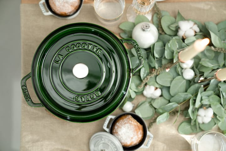Staub La Cocotte pyöreä pata valurauta 5,2 L, Basilikanvihreä STAUB