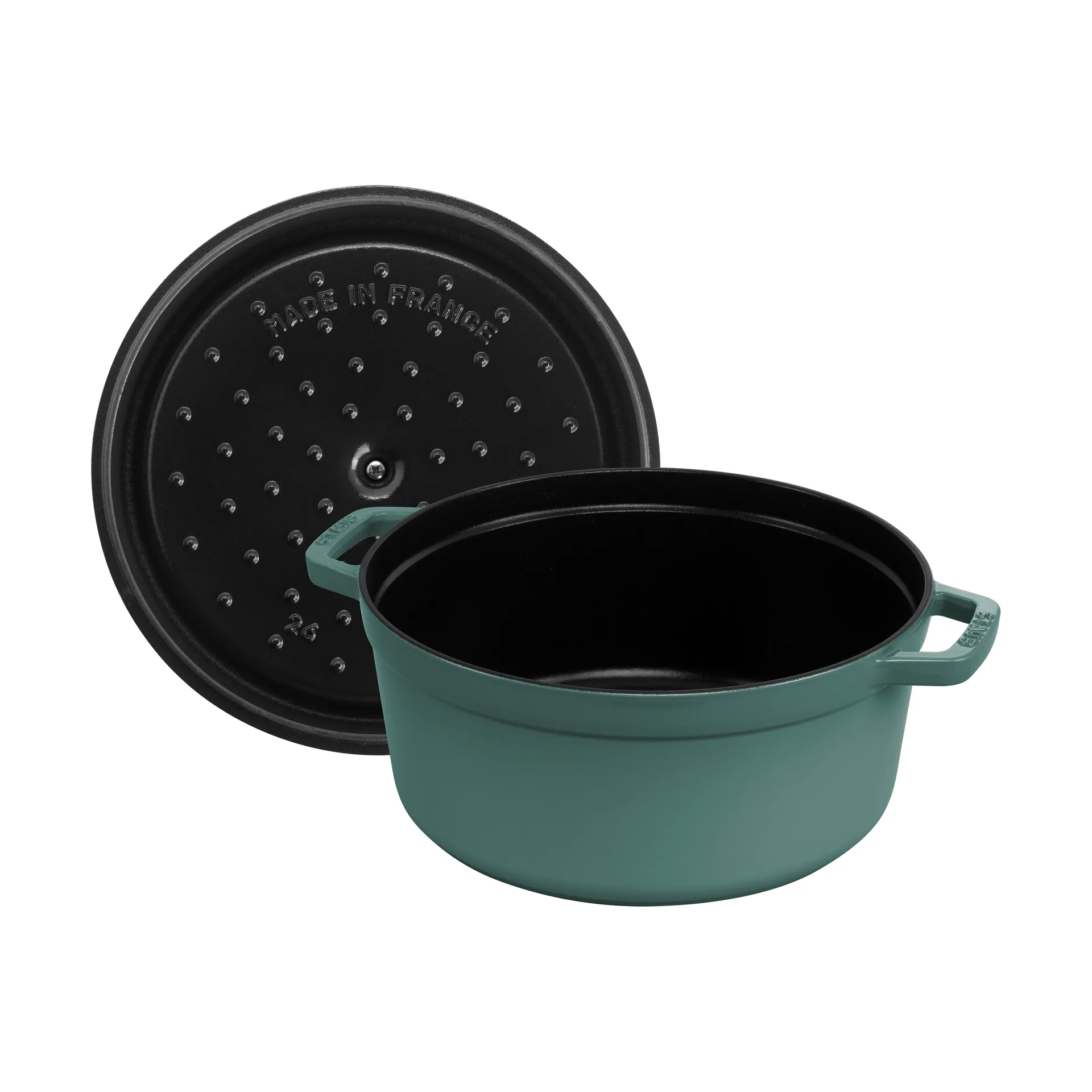 Staub La Cocotte pyöreä pata valurauta 5,2 L, Eukalyptus puu STAUB