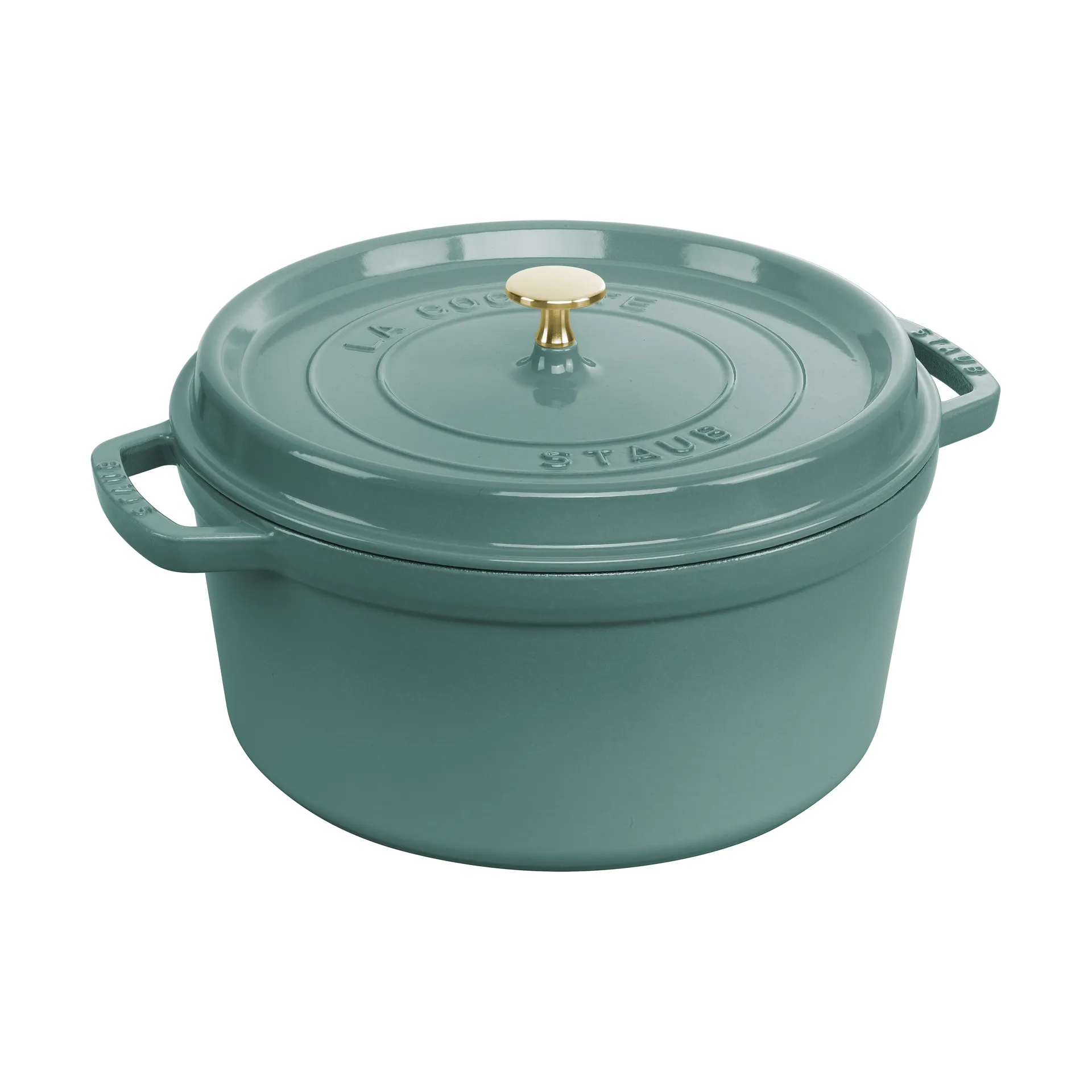 Staub La Cocotte pyöreä pata valurauta 6,7 L, Eukalyptus puu STAUB