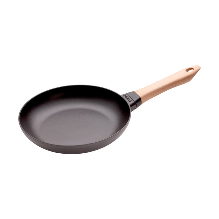 Staub paistinpannu valurauta musta vaalea puukahva. - Ø24 cm - STAUB