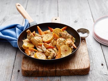 Staub paistinpannu valurauta musta vaalea puukahva. - Ø28 cm - STAUB