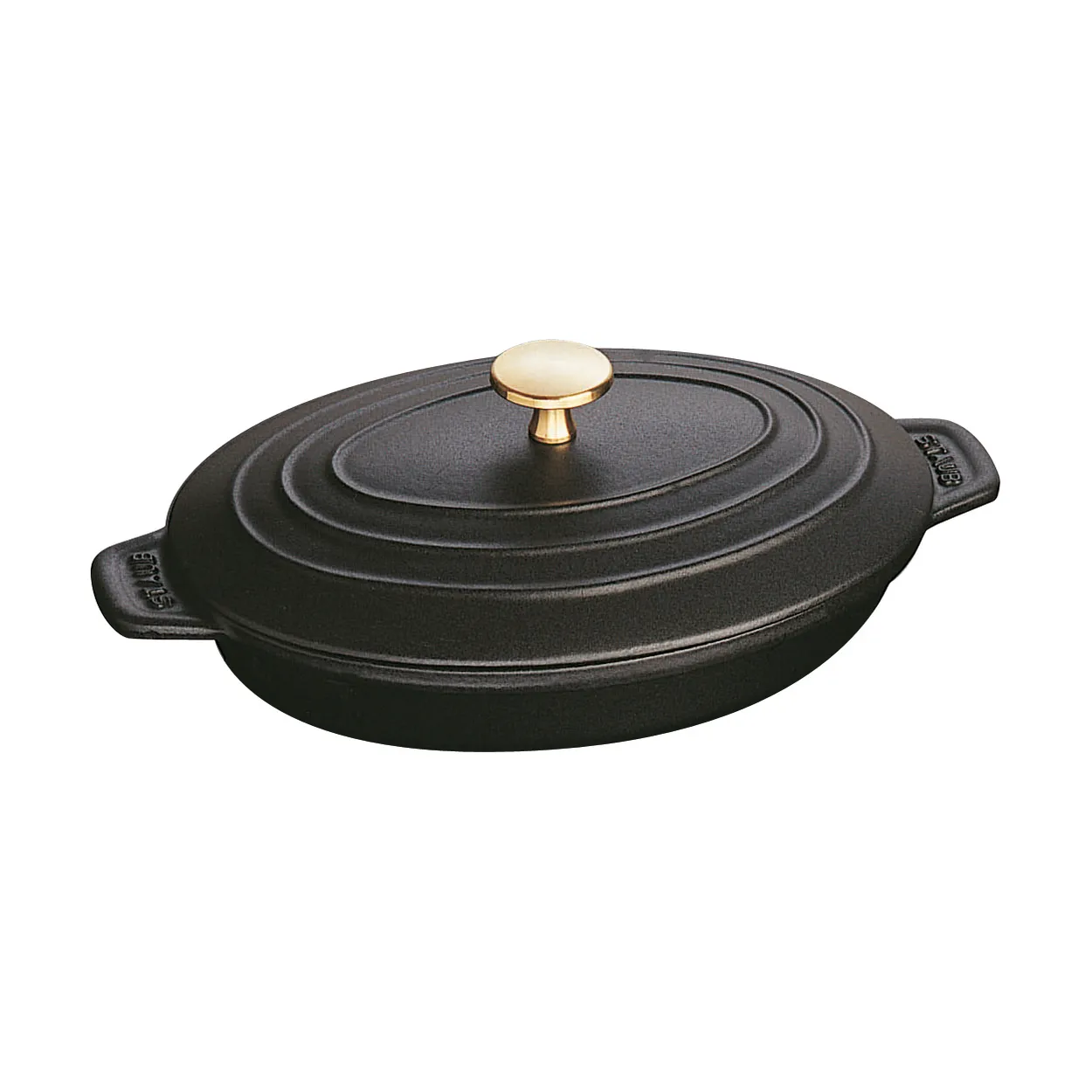 STAUB Staub valurautapata kannella ovaali 23 cm. Musta