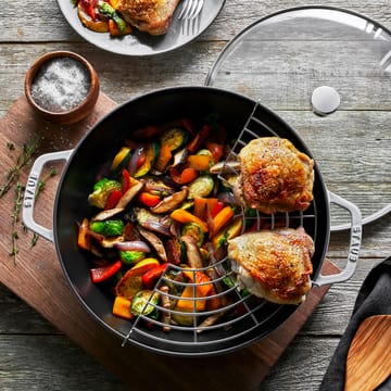 Staub wokpannu valurauta lasikannella Ø30 cm - White truffle - STAUB