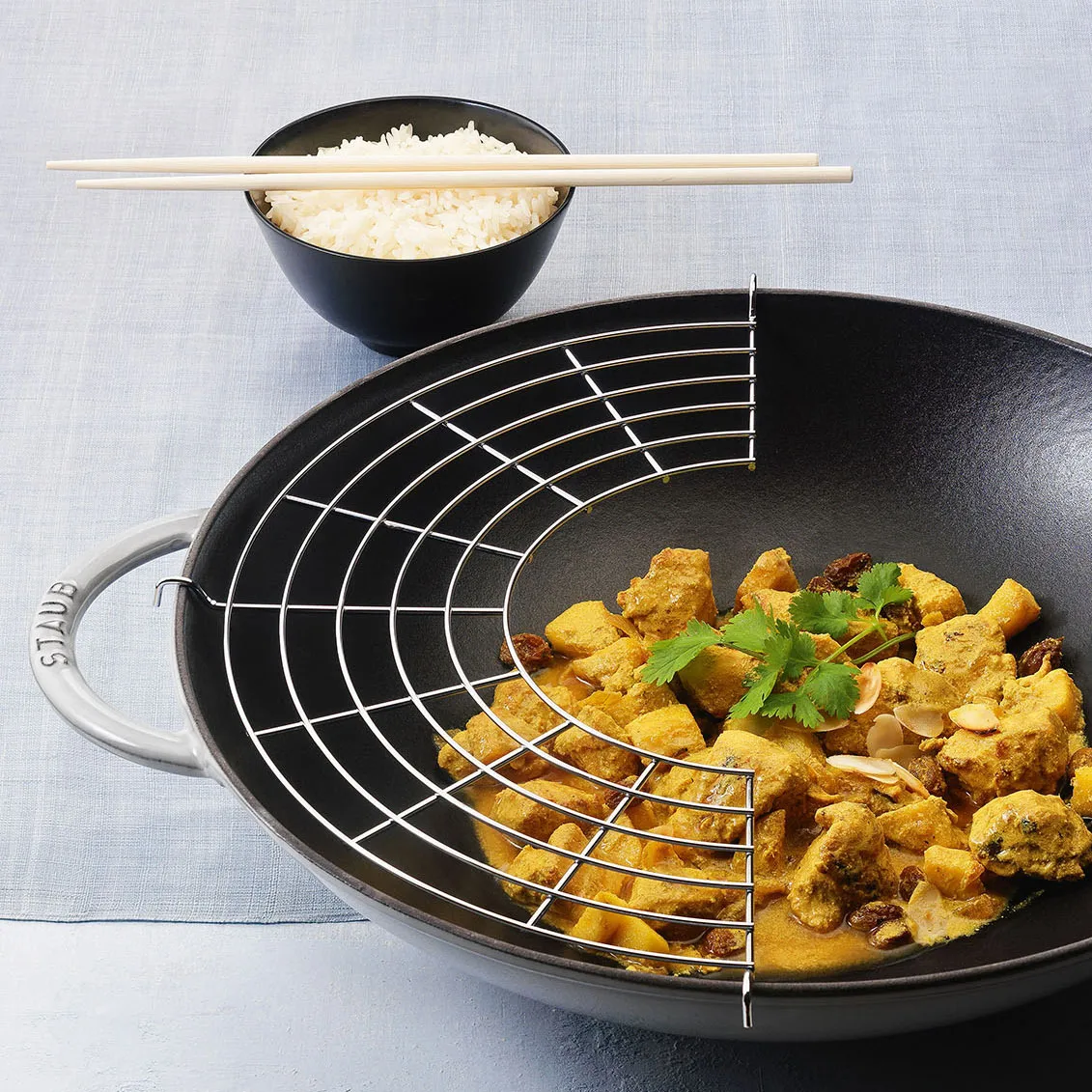 Wokkipannu lasikannella Ø37 cm 5,7 L, Harmaa STAUB