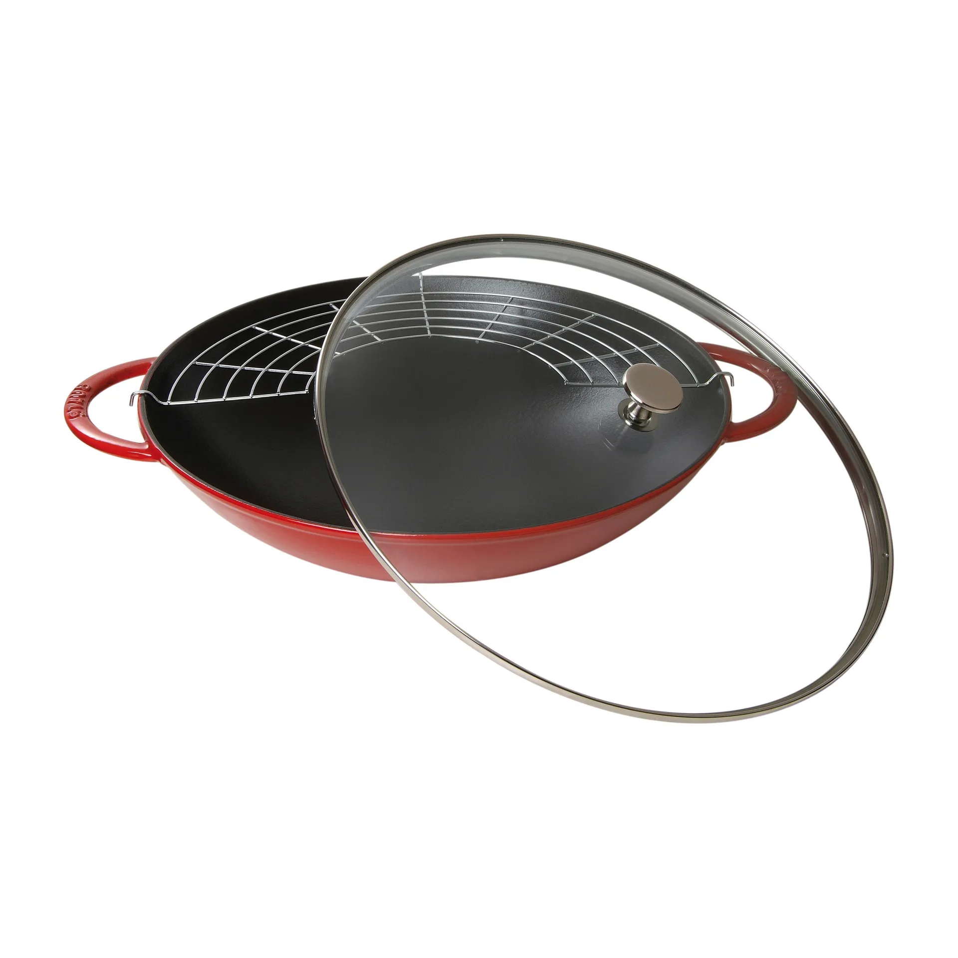 Wokkipannu lasikannella Ø37 cm 5,7 L, Punainen STAUB
