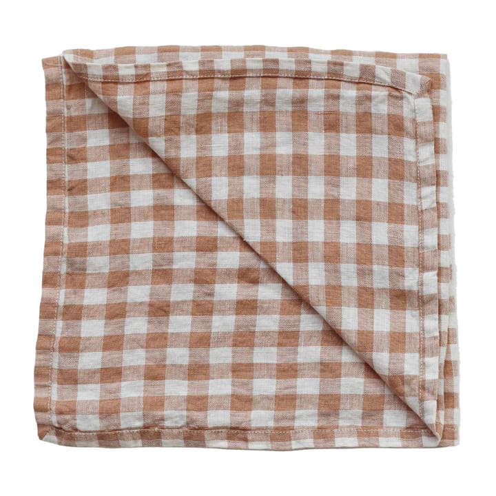 Gingham-ruudullinen pellavalautasliina 45 x 45 cm - Biscuit - Tell Me More