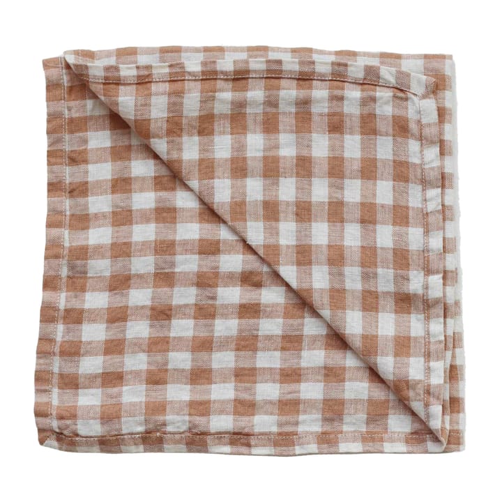 Gingham-ruudullinen pellavalautasliina 45 x 45 cm, Biscuit Tell Me More