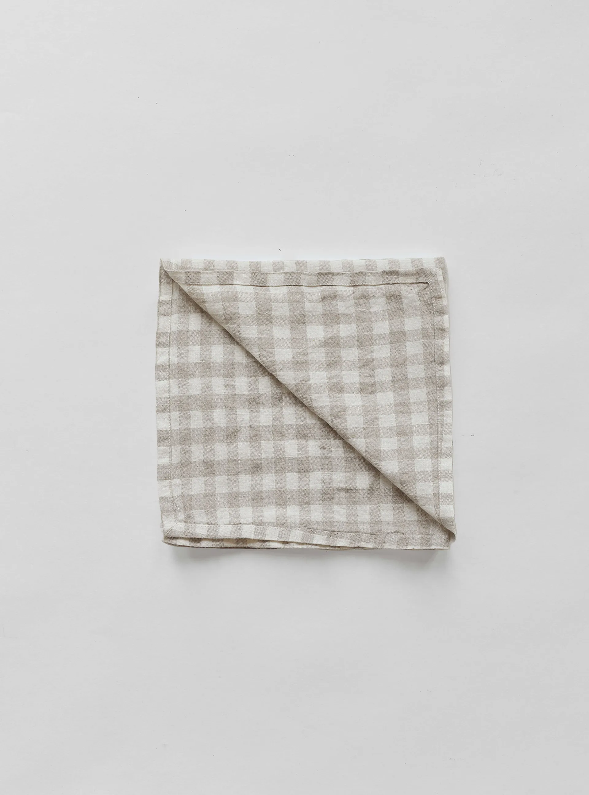 Gingham-ruudullinen pellavalautasliina 45 x 45 cm, Natural Tell Me More