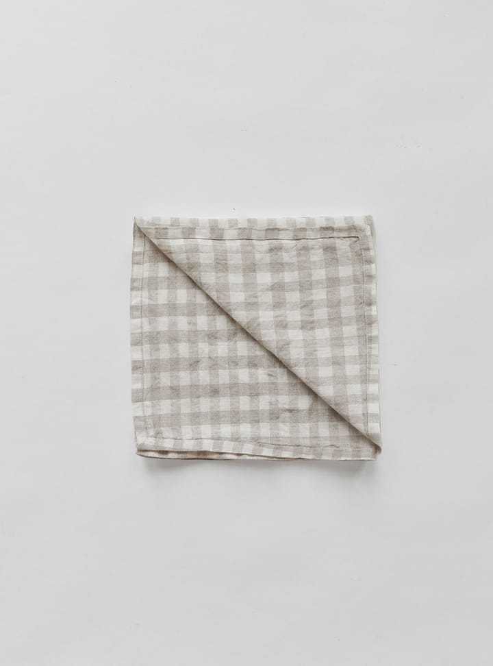 Gingham-ruudullinen pellavalautasliina 45 x 45 cm, Natural Tell Me More