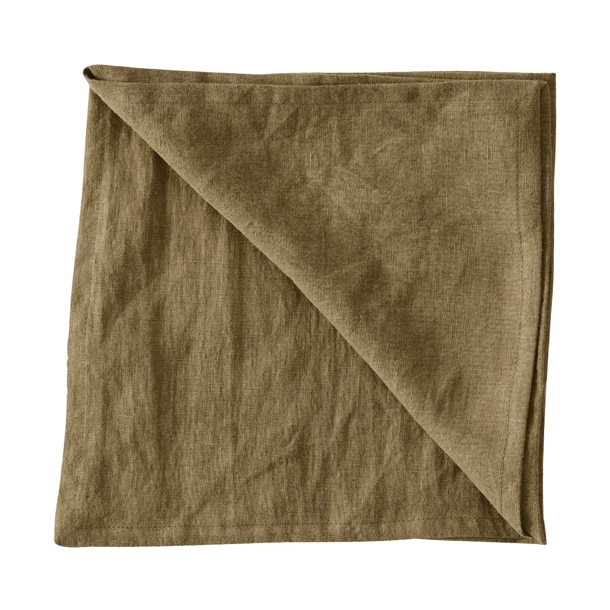 Tell Me More Washed linen servetti Tummanoliivinvihreä