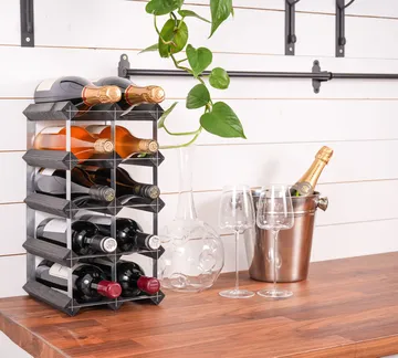 The Swedish Wine Rack Factory viiniteline koottuna - 12 pulloa musta mänty - The Swedish Wine Rack Factory