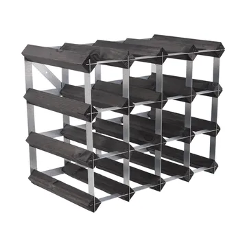 The Swedish Wine Rack Factory viiniteline koottuna - 16 pulloa musta mänty - The Swedish Wine Rack Factory