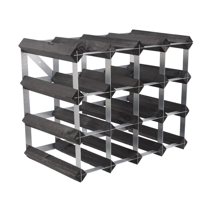 The Swedish Wine Rack Factory viiniteline koottuna - 16 pulloa musta mänty - The Swedish Wine Rack Factory