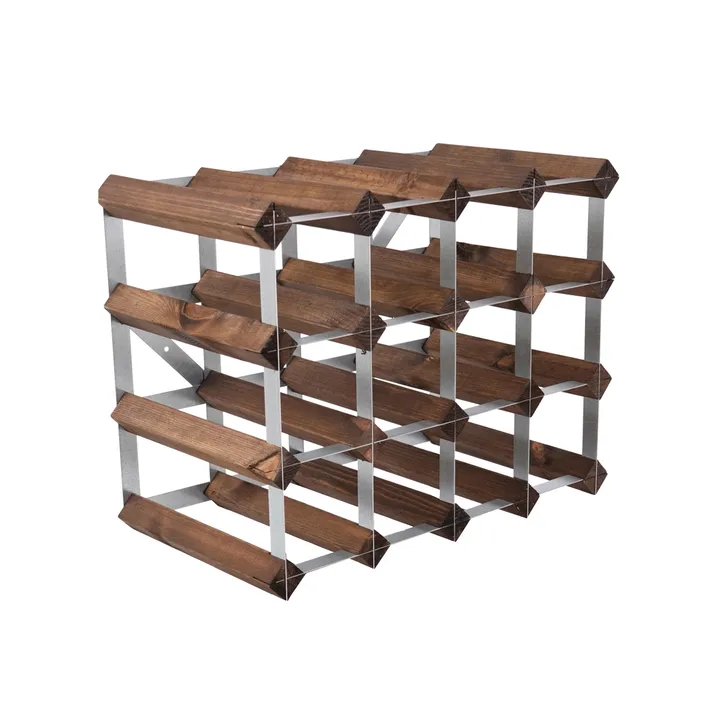 The Swedish Wine Rack Factory viiniteline koottuna - 16 pulloa tumma mänty - The Swedish Wine Rack Factory