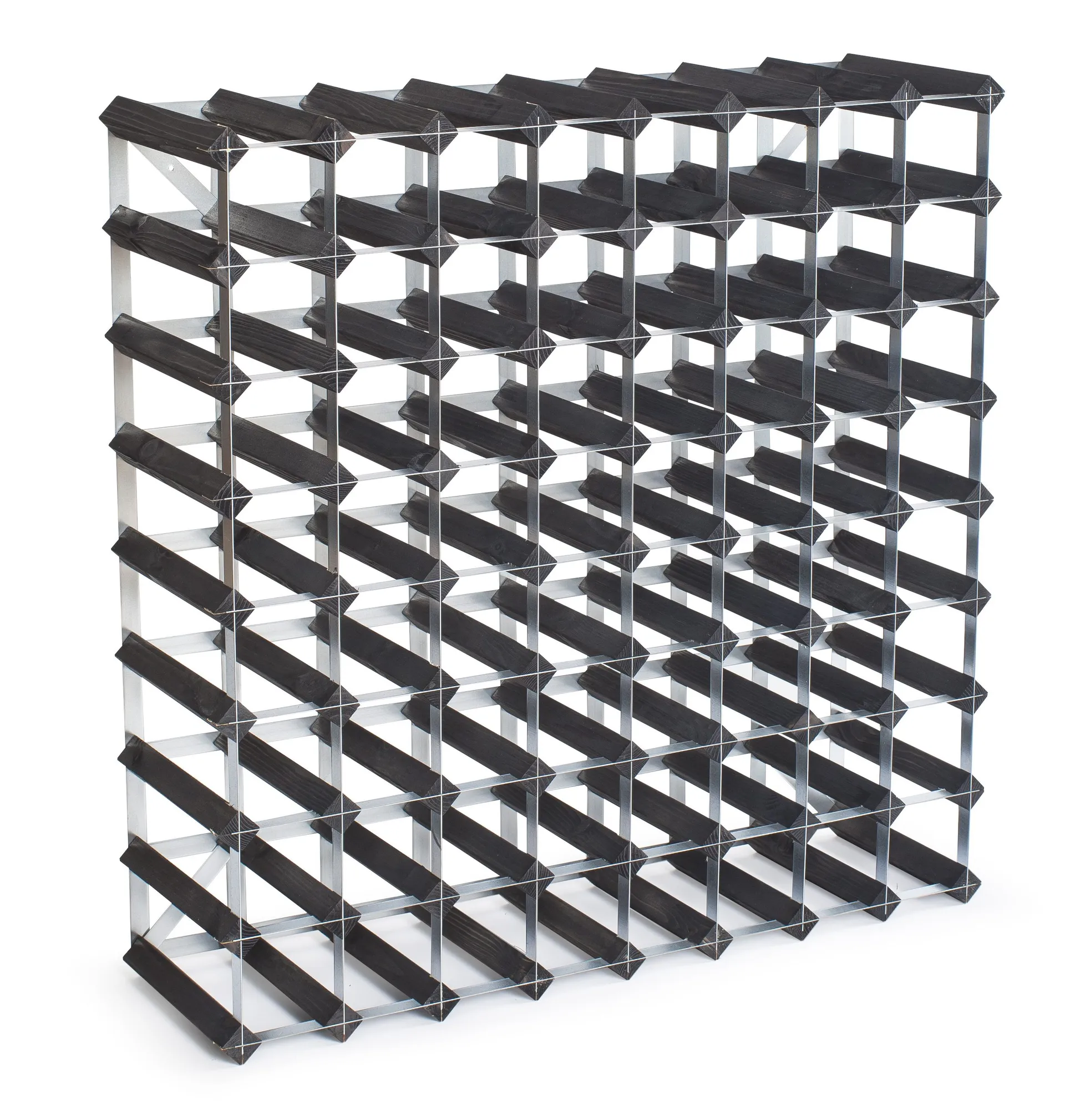 Traditional Wine rack viiniteline 72 pulloa laajennettava, Musta Traditional Wine Racks