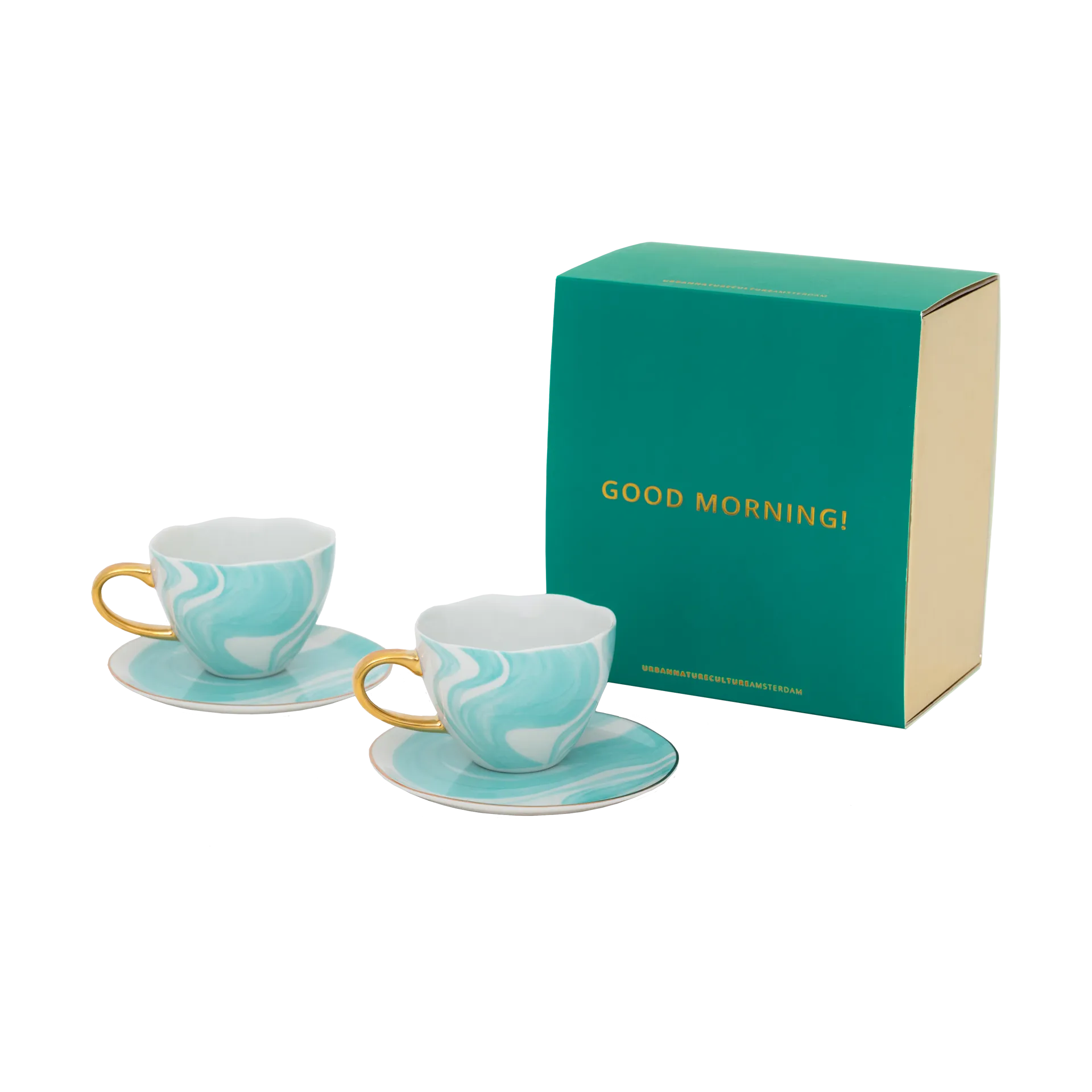 Good Morning lahjasetti Cappuccino muki & lautanen 2 kpl, Valuri emerald green URBAN NATURE CULTURE