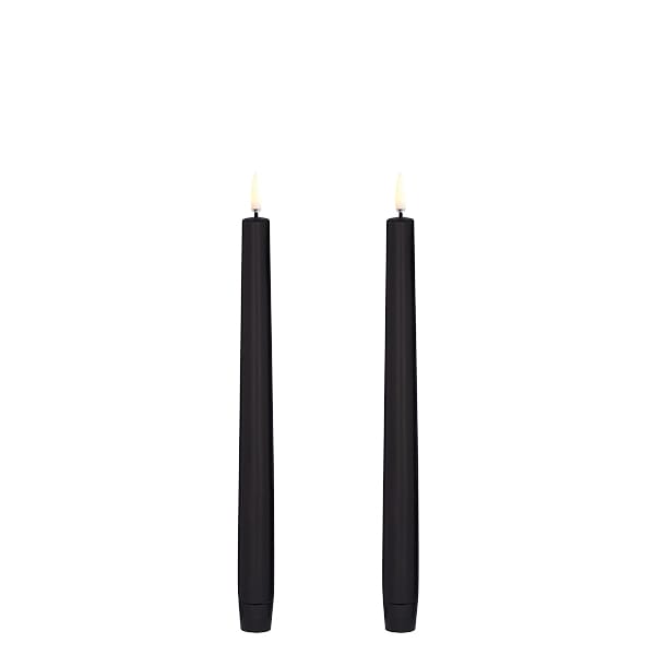 Taper LED-kynttilät 2 kpl 2,3 x 25 cm, Musta Uyuni Lighting