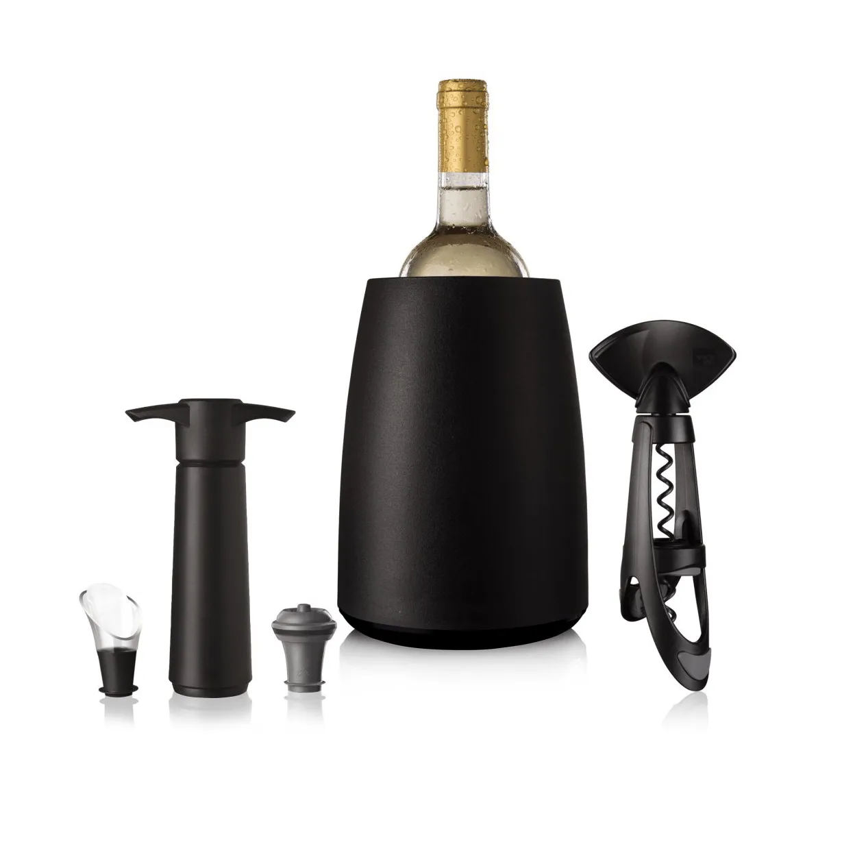 Vacuvin Elegant Plus viinisetti, Musta, 5 osaa Vacuvin