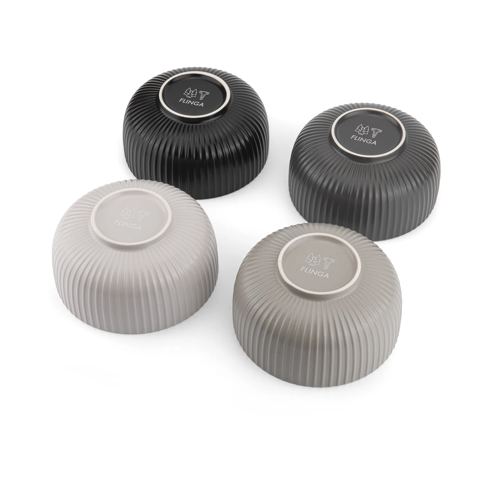 Duga flinga -kulho 70 cl 4-pakkaus, Valkoinen, hiekanharmaa, antrasiitti, musta Vargen & Thor