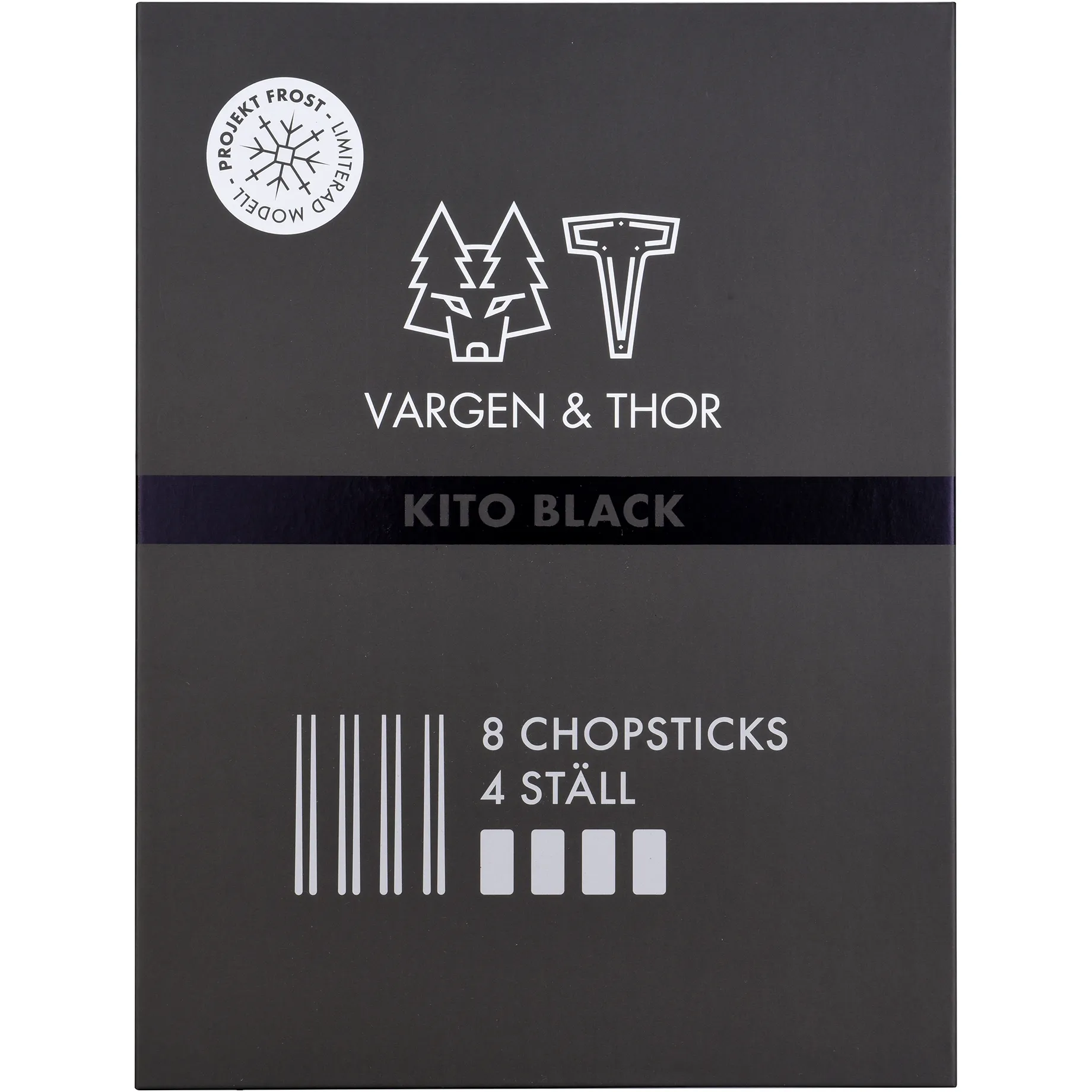 Kito Chopsticks -syömäpuikot 4-pakkaus, Musta Vargen & Thor
