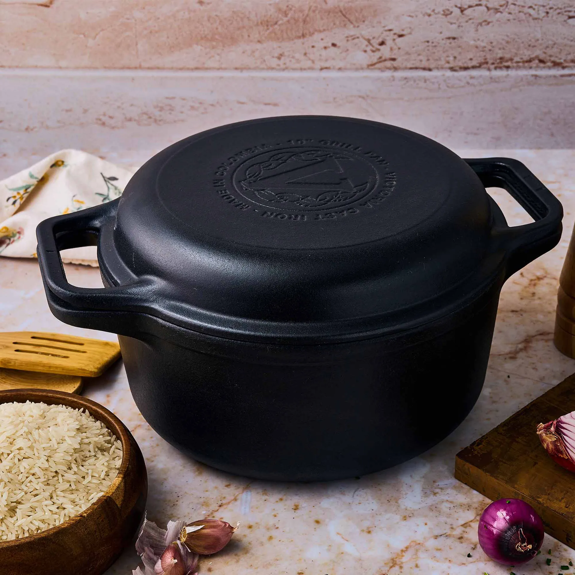 Combo Cooker valurautapata-paistinpannusetti 2 osaa, Musta Victoria