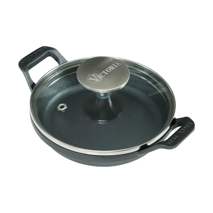 Mini pyöreä valurautapata lasikannella, emaloitu - Ø14 cm - Victoria